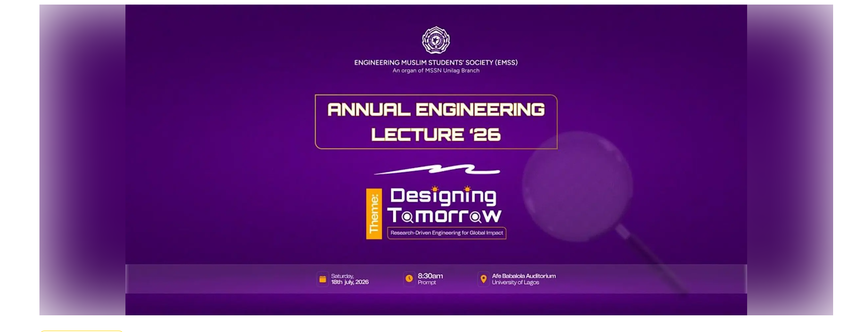 Annual Engineering Lecture (AEL 2026) at Afe Babalola Auditorium, Lagos, July 18, 2026