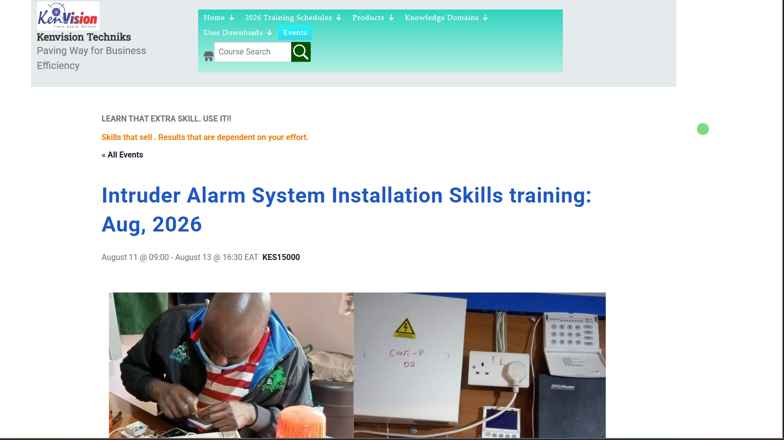 Burglar & Intruder Alarm Installation Skills Training at Kenvision Techniks, Nairobi, August 8, 2026