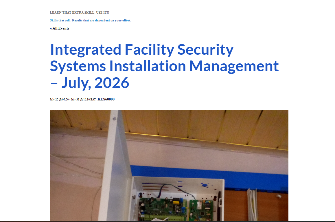 Integrated Facility Security Systems Installation & Management at Kenvision Techniks Talent Centre, Nairobi, July 20, 2026