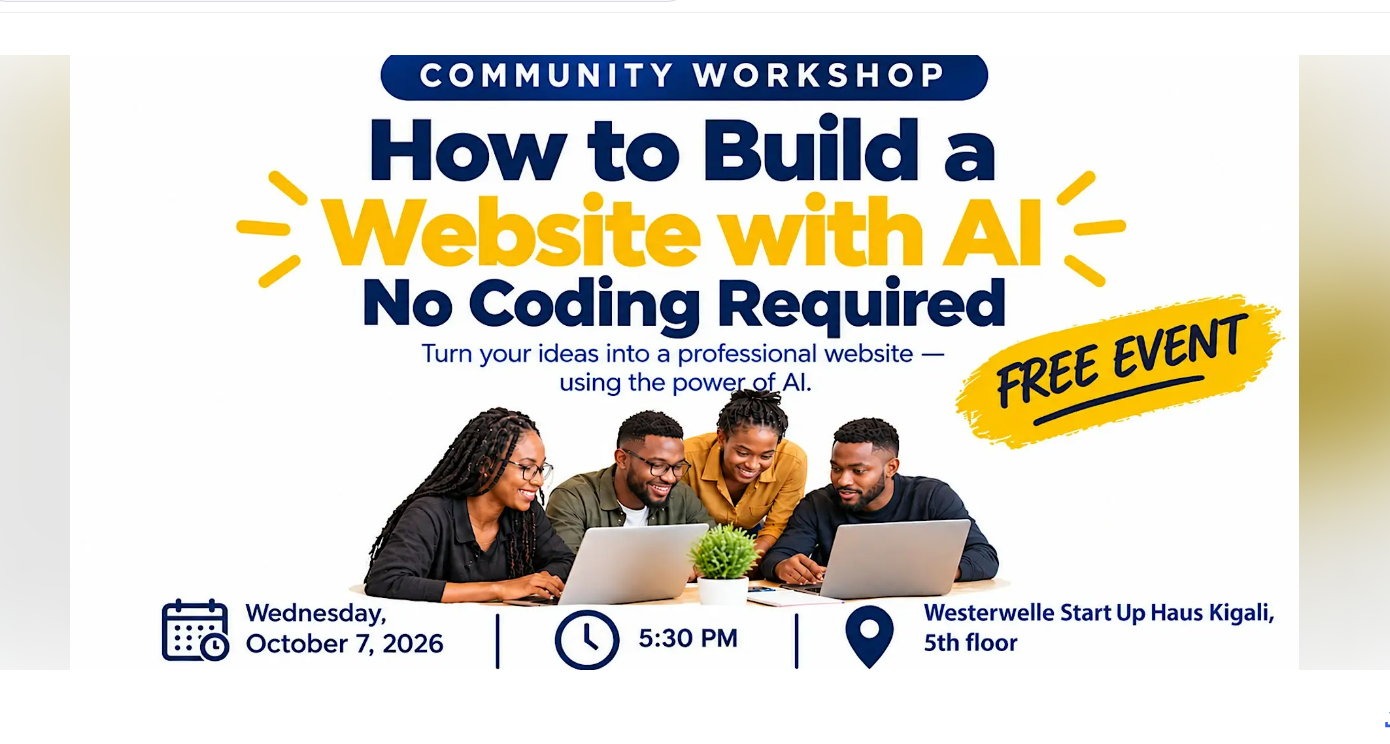 Lovable AI for Beginners: How to Build No Code Websites With AI at Westerwelle Start Up Haus Kigali, Kigali, October 7, 2026