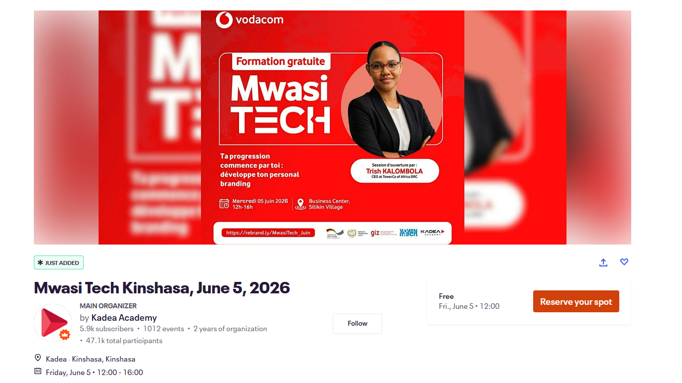 Mwasi Tech Kinshasa le 05 Juin 2026 at Kadea, Kinshasa, June 5, 2026
