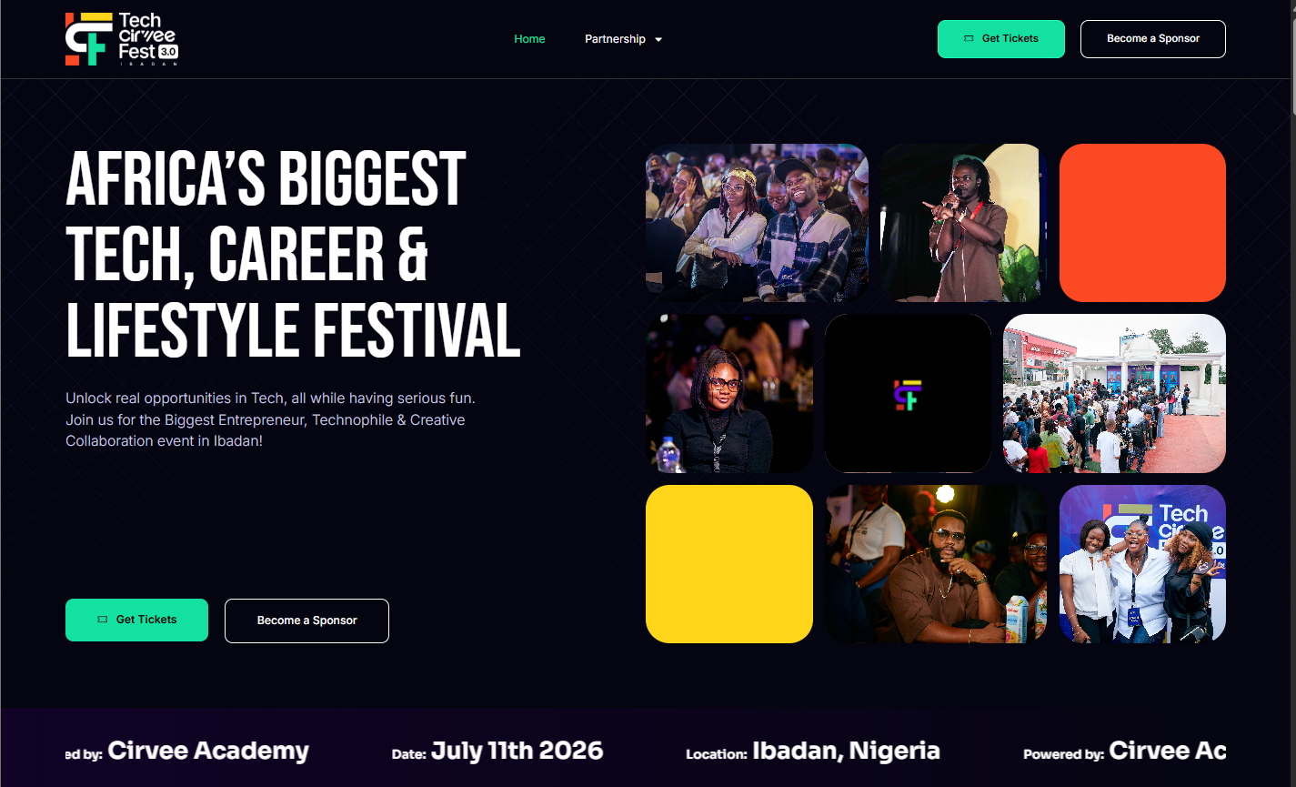 Tech Cirvee Fest 3.0 – Africa's Rising Tech, Career & Lifestyle Festival at International Conference Centre, UI second gate, Agbowo, Ibadan, July 11, 2026